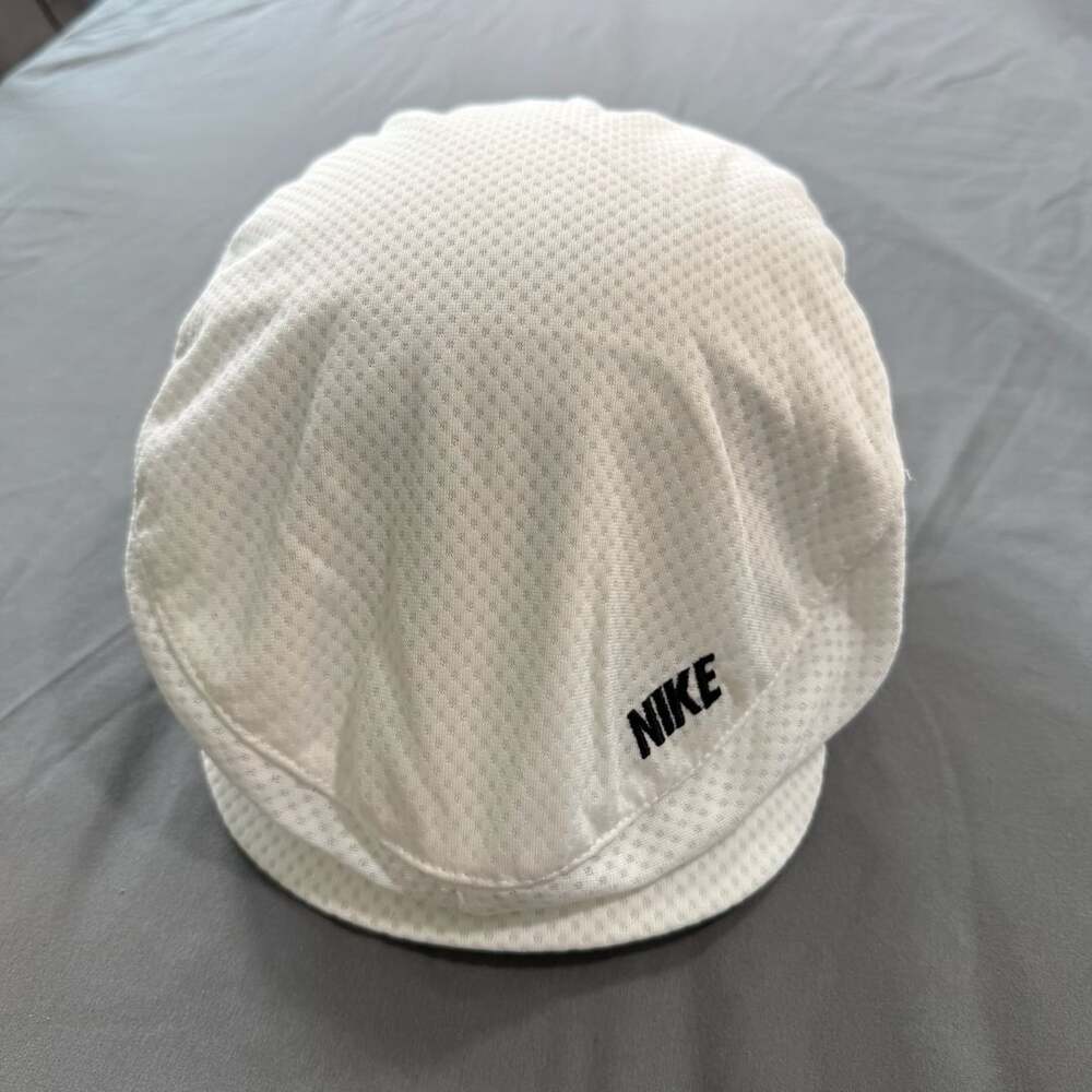Vintage Nike White Mesh Newsboy Cabbie Golf Hat Cap Swoosh